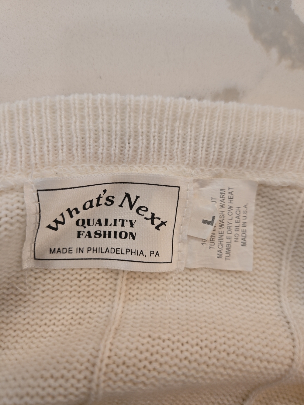 VTG 90s Whats Next Preppy Country Club American Flag Ireland Sweater Large - Picture 6 of 7